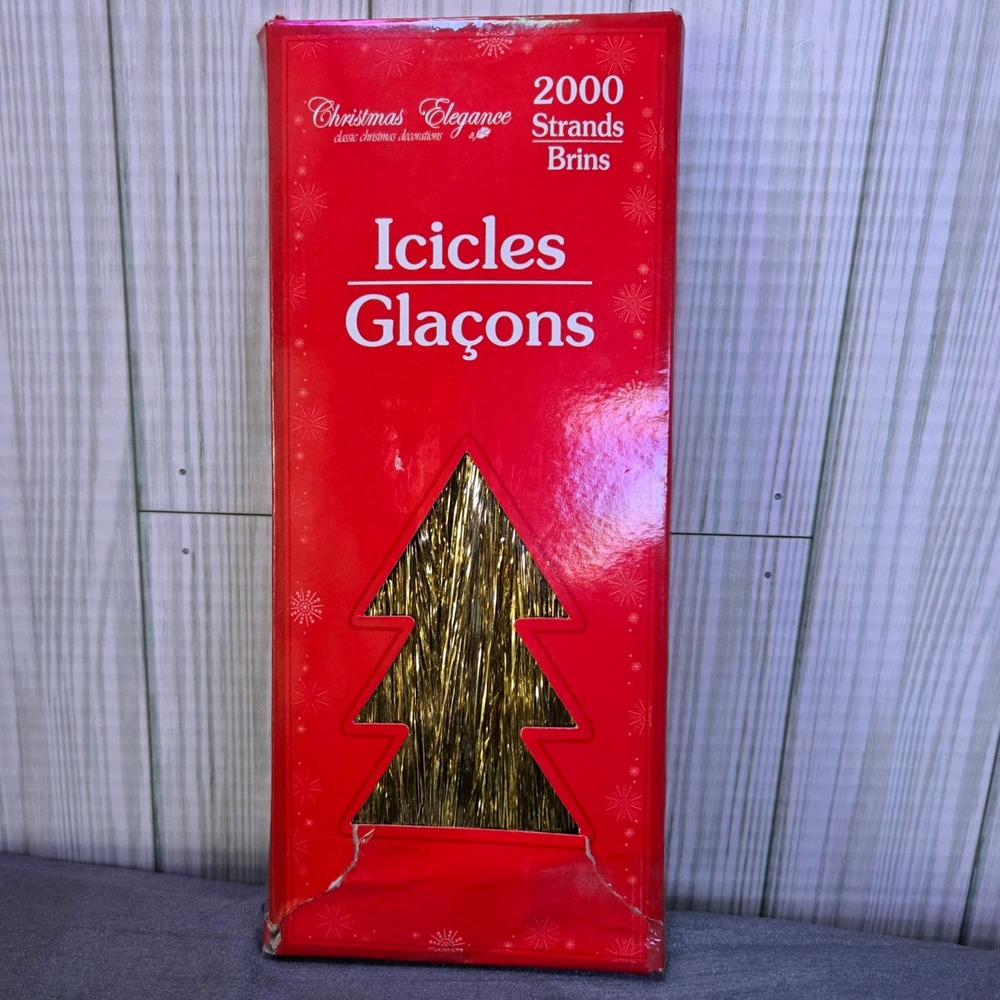 Vtg Christmas‎ Elegance 2000 Strands Gold Icicles Glacons Indoor Decoration New